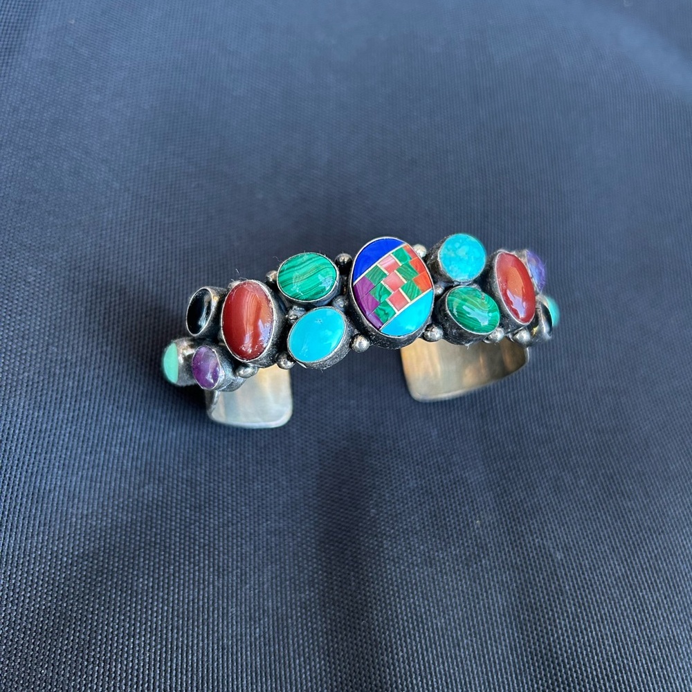 Colorful Gemstone Silver Bracelet